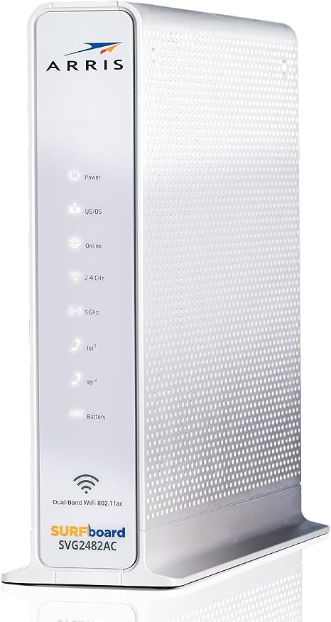ARRIS SURFboard SVG2482AC DOCSIS 3.0 Cable Modem & AC2350 Wi-Fi Router , Comcast Xfinity Internet & Voice , Four 1 Gbps Ports , 2 Telephony Ports for Digital Voice , Up to 800 Mbps