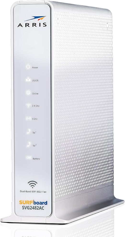 ARRIS SURFboard SVG2482AC DOCSIS 3.0 Cable Modem & AC2350 Wi-Fi Router , Comcast Xfinity Internet & Voice , Four 1 Gbps Ports , 2 Telephony Ports for Digital Voice , Up to 800 Mbps