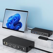 New Surface Dock Triple Displays Dual HDMI+VGA with Power Adapter,12 in 1 Surface Docking Station for Surface Pro 12/11/10/9/8/X/7/6/5/4/3,Surface Laptop 7/6/5/4/3/2/1,Surface Book Go - Image 1