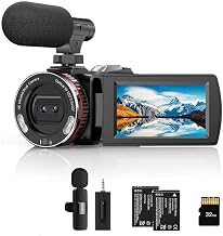 Video Camera Camcorder 4K UHD 48MP Vlogging Camera for YouTube, Dual Lens Digital Camera Recorder with Wireless Mic, 18X Digital Zoom, 120° Wide-Angle, 3.0" IPS Screen 270° Rotation,2 Batteries - Image 1