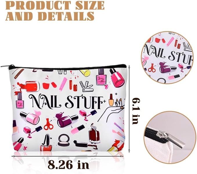 Nail Tech Gifts for Women Men Nail Stuff Organizer Bag for Nails Techician Artist Lover Birthday Christmas Gifts for Women Men Manicure Tool Travel Organizer Bags Pouch Makeupbag