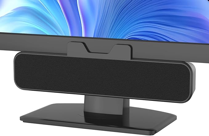 INGA Computer Speakers, USB Plug and Play Desktop Speakers, Wired Computer Soundbar for Gaming/Meetings, Easily Clamps to Monitor, Compatible with PC, MAC, Laptop 10 W