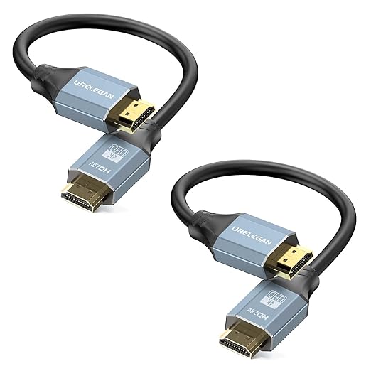 Short HDMI Cable 0.5FT 2-Pack,6 inch HDMI Patch Cable High Speed 4K HDMI Shielded Cord with HDR, Ethernet/ARC, 3D, HDCP 2.2 for PC, Monitor, Roku/LG TV, PS4/PS5, Xbox, Switch, Soundbar,Camera