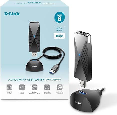 D-Link AX1800 USB WiFi 6 Adapter, Wireless Upgrade for Desktop, Laptop, PC