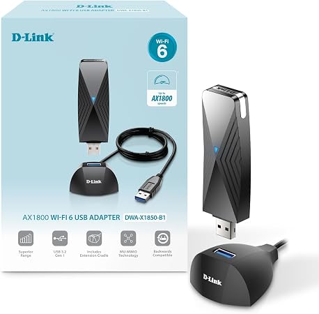 D-Link AX1800 USB WiFi 6 Adapter, Wireless Upgrade for Desktop, Laptop, PC