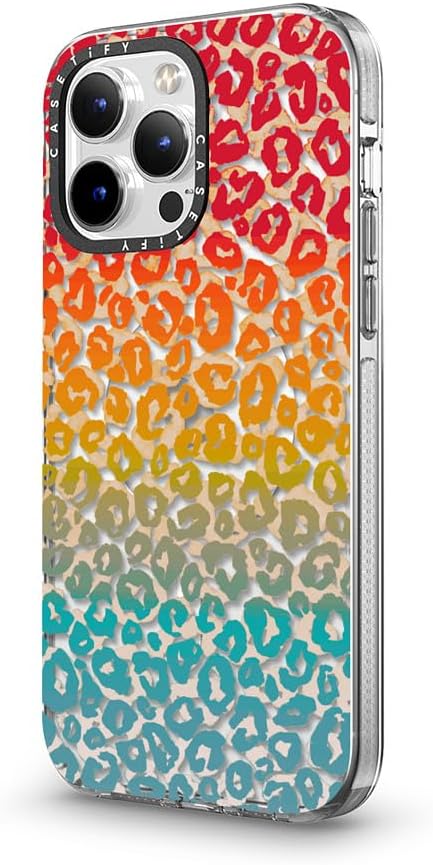 CASETiFY Clear iPhone 13 Pro Max Case [Not Yellowing / 6.6 ft. 3X Military Grade Drop Protection/Compatible with Magsafe] - Cheeky Cheetah Vibrant Rainbow - Clear