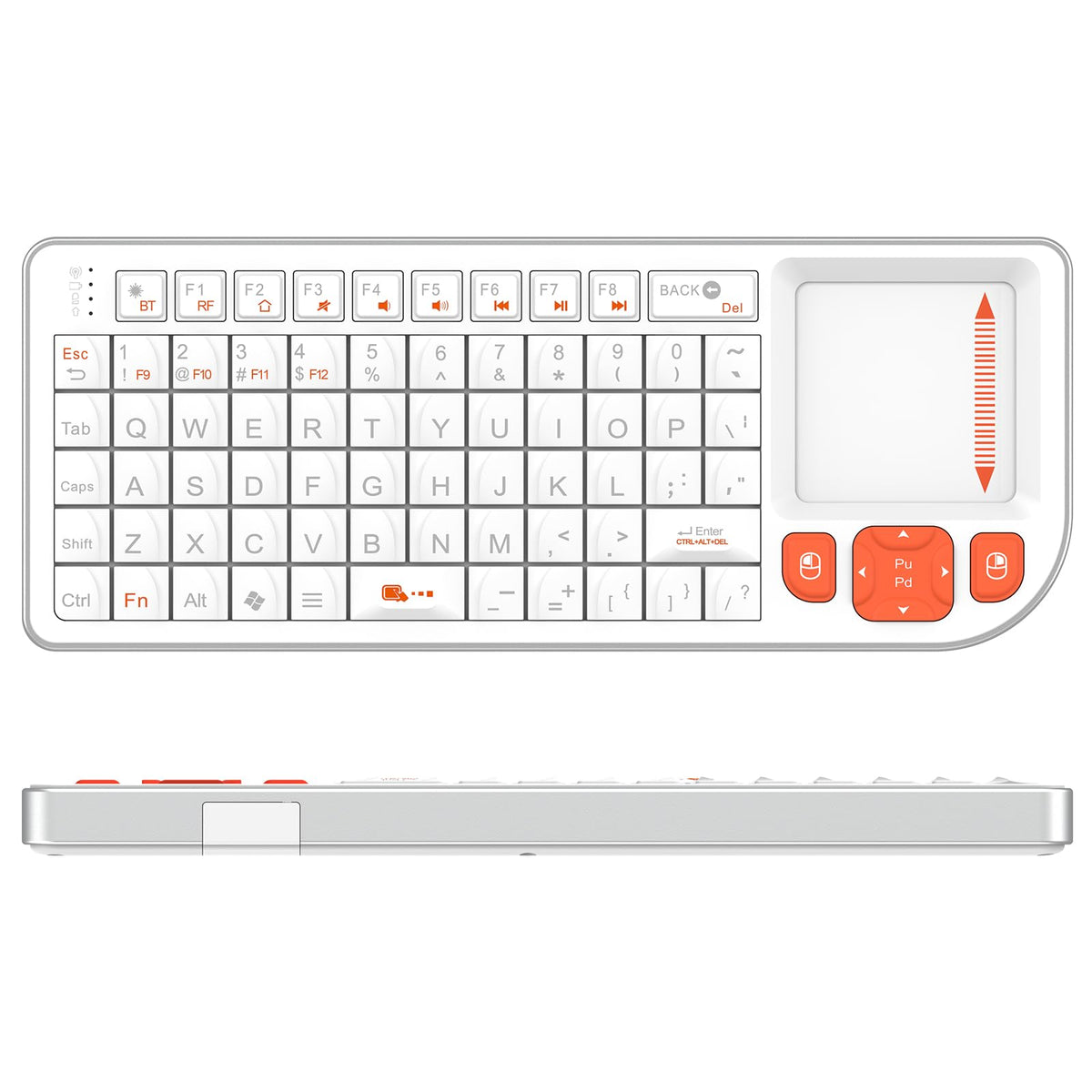K809 Mini Wireless Keyboard with Touchpad, Easy Media Control - White