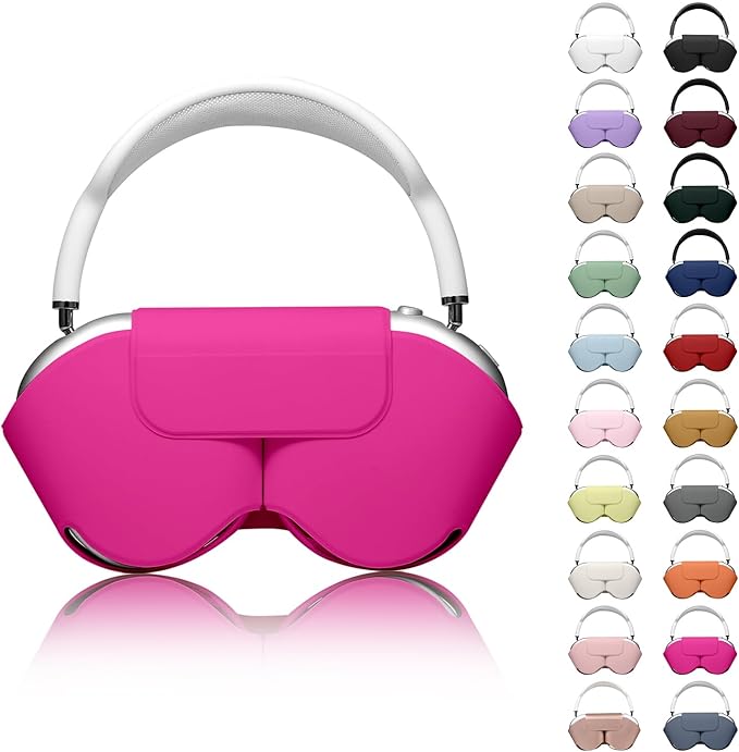 for Apple Airpods Max Case,Headphones Protective Case for AirPod Max Supports Sleep Mode, Anti-Scratch and Anti-Dust,Airpod Pro Max by PU Leather,Rose red 2