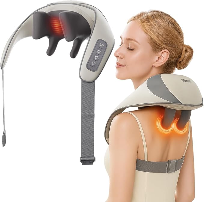 Shiatsu Neck and Shoulder Massager with Heat, 6D Deep Tissue Relaxation, Cordless Portable Electric Kneading Massager for Home Office Car, Gift for Mom Dad Men Women