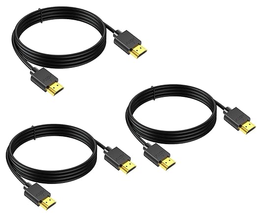 6 FT HDMI Cable 3-Pack, 4K HDMI to HDMI Cable 6FT,High Speed Shielded HDMI 2.0 Cord with 2k@165/144Hz,HDCP 2.2, HDR, ARC & CL3 Rated | for Laptop, Monitor, TV PS5, PS4, Xbox One, Fire TV, Soundbar