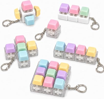 6 Pcs Keyboard Fidget Toy, Fidget Clicker Fidget, Keyboard Keychain Decompression Toys,Keychain for Stress Relief (Macaron Colors)