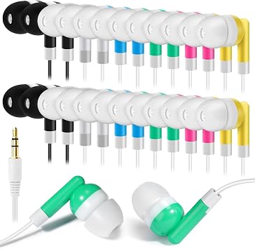 Flutesan 120 Pack Wired Earbuds Bulk for Classroom Student Ear Headphones