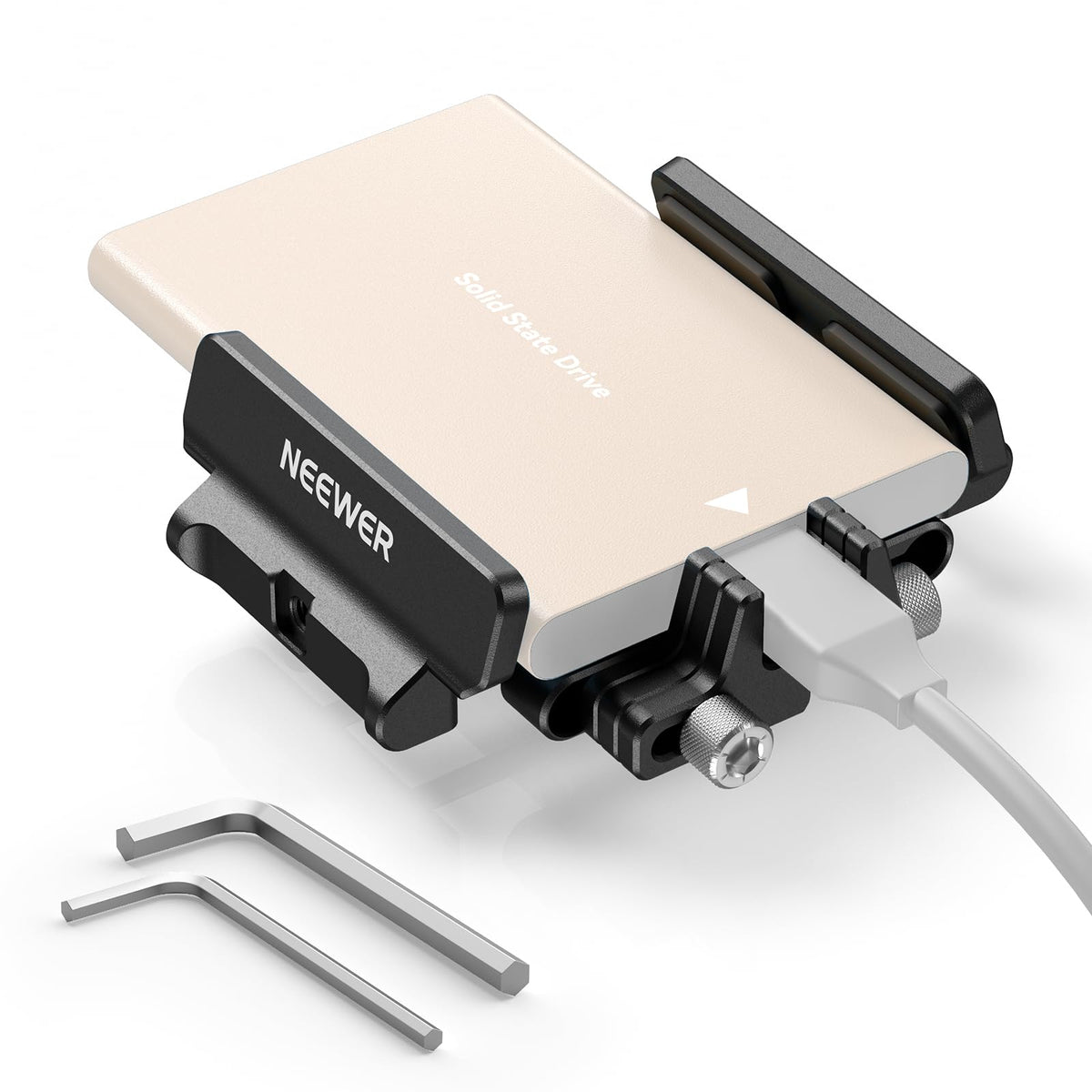 NEEWER Mount Bracket SSD Holder with Cold Shoe Cable Clamp, UA035