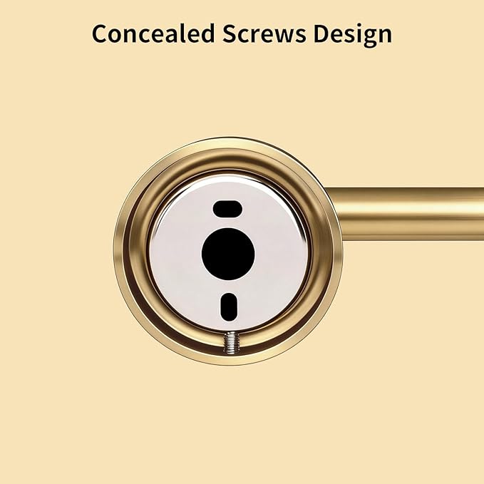 YUMORE Gold Bathroom Hardware Set, 4-Pieces Wall Mounted Bath Accessories Kit, Stainless Steel Towel Bar, Towel Ring, Toilet Paper Holder & Robe Hooks, Modern Brushed Gold Finish