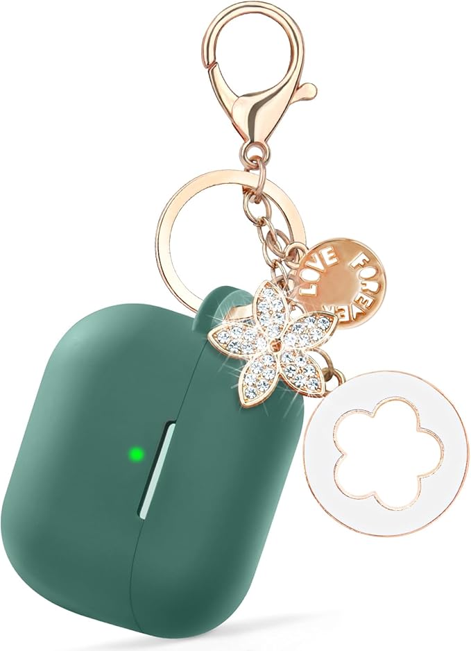 Case Compatible for Apple Airpods 4 - VISOOM Airpods 4 Cases 2024 Cover Women Cute Silicone iPods 4 Earbuds Wireless Accessories Charging Cases Girl Bling Keychain for Airpod iPods 4th Generation