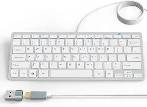 Ultra-Slim 78keys USB-C Mini Wired Keyboard with Media Hotkeys for Apple Mac Pro, MacBook 56Pro/ iMac, Air, Mac mini, Laptop Computers, Windows Desktop PC 11/10/8/7, with USB-C to A OTG Adapter,White