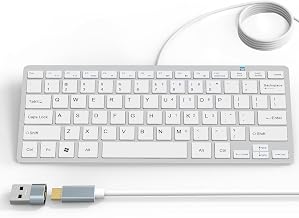 Ultra-Slim 78keys USB-C Mini Wired Keyboard with Media Hotkeys for Apple Mac Pro, MacBook 56Pro/ iMac, Air, Mac mini, Laptop Computers, Windows Desktop PC 11/10/8/7, with USB-C to A OTG Adapter,White - Image 1