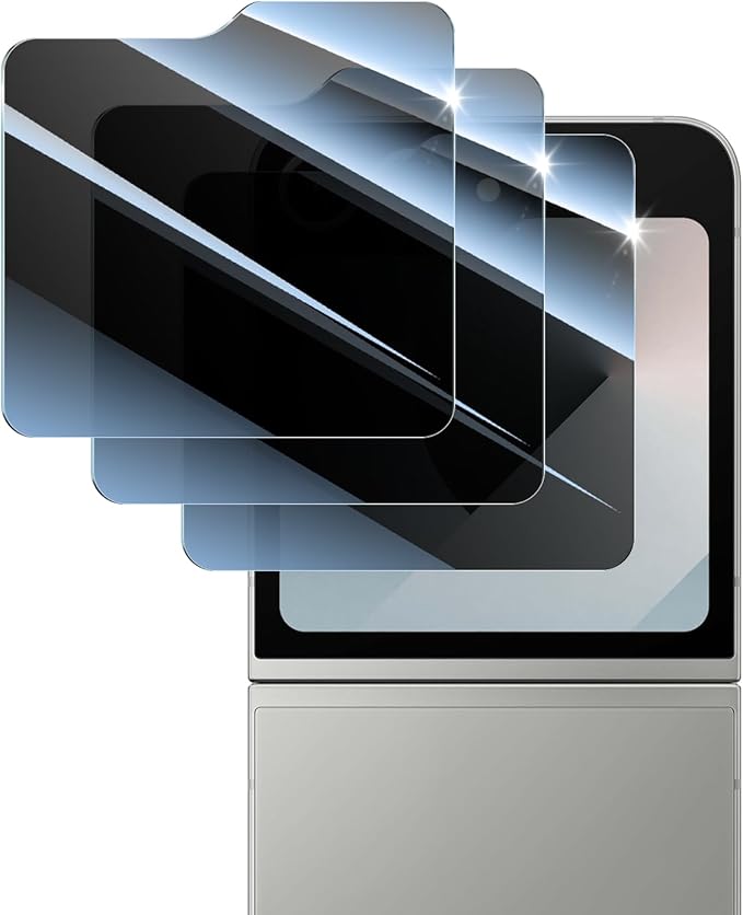 Privacy Screen Protector for Samsung Galaxy Z Flip7 FE / 6/5, Anti-Spy Tempered Glass, 9H Hardness Anti-Scratch Double Shatterproof, Impact Resistant Private Protection - 3 Pack