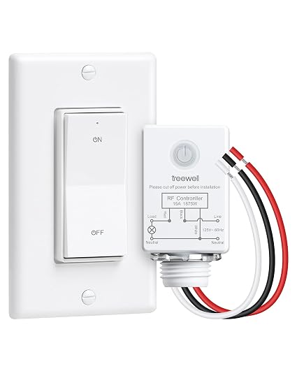 Wireless Light Switch and Receiver Kit, Decorator Rocker Switch