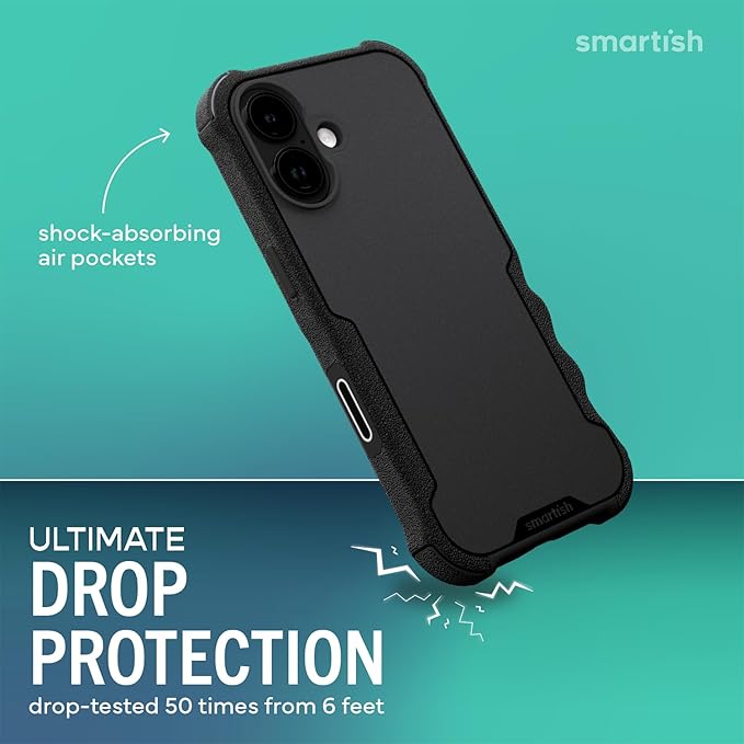 Smartish® iPhone 17 MagSafe Case + Screen Protector - Magnetic Protective Case - Heavy Duty Armor Cover + 2-Pack Tempered Glass Screen Protectors for Apple iPhone 17 - Black Tie Affair