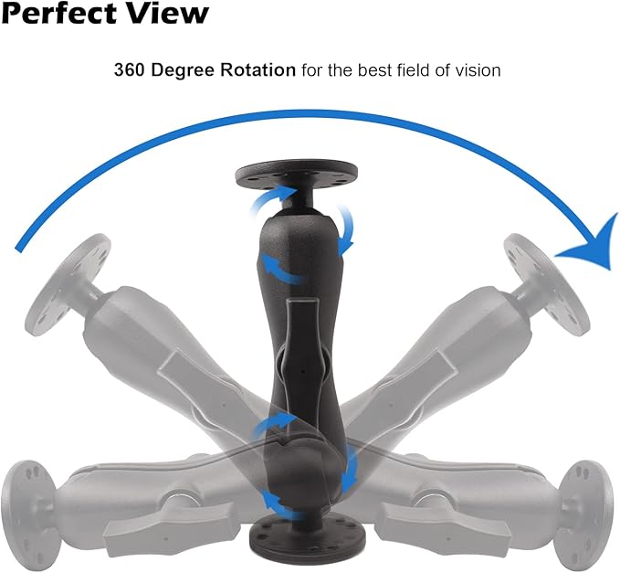 Aluminum 1.5" Double Ball Mount with Two AMPS Round Plates, Tablet, Fish Finder Mount, Double Socket Arm with 1.5 inches / 38mm / C Size Ball, Compatible with RAM, Arkon, iBolt and More