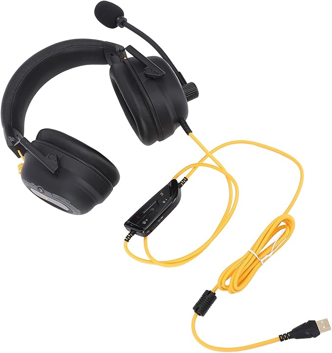 Yoidesu PC Gaming Headset, USB Wired Headset with 7.1 Surround Sound, with Noise Reduction Mic USB Gaming Headphones for Work or Travel (Black)