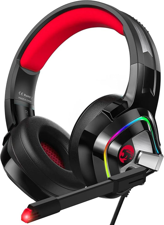 ZIUMIER Gaming Headset for PC, PS4, PS5, Xbox One, Xbox Series S/X, Switch, Noise Canceling Microphone, Stereo Surround Sound, 3.5mm Wired Gaming Headphones