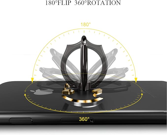 Bat Phone Ring Stand Holder - OATSBASF Cell Phone Ring Holder Finger Grip 360 Degree Rotation Compatible with iPhone 17/16/15/14/13 Pro Max and Other Smartphones（Black+Gold）