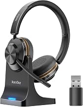 Bluetooth Headset, Wireless Headset with Mic for Work, Bluetooth 5.3, Wireless Headphones with AI Noise Cancelling Microphone (Clear Calls & Mic Mute), USB Dongle, for Computer/PC/Laptop/Zoom - Image 1