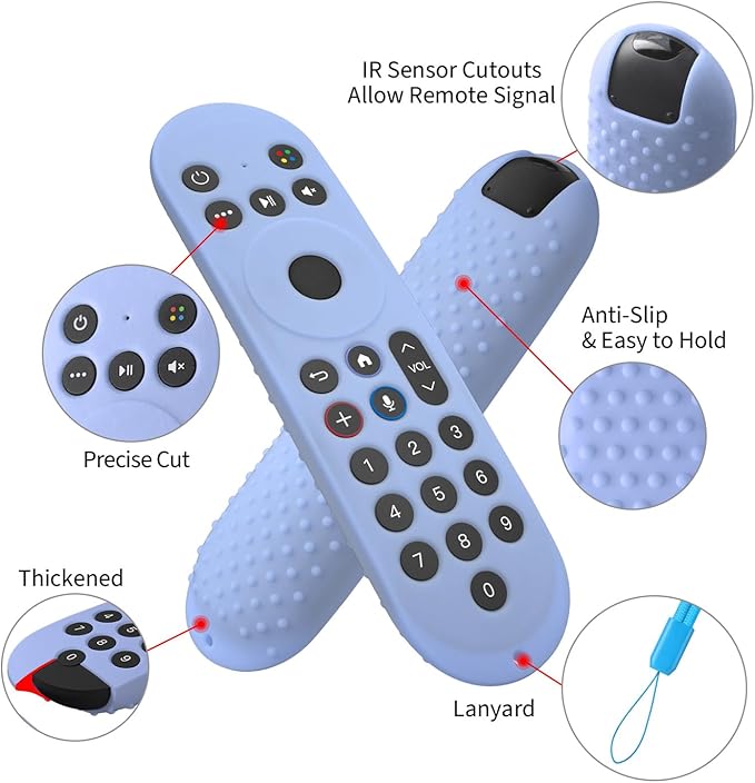 Hi Color Silicone Cover for XR100 Xfinity Xumo Stream Box Remote Cover Xumo Streaming Box Remote Case Shockproof Anti-Slip Silicone Sleeve with Lanyard (Glow Blue)