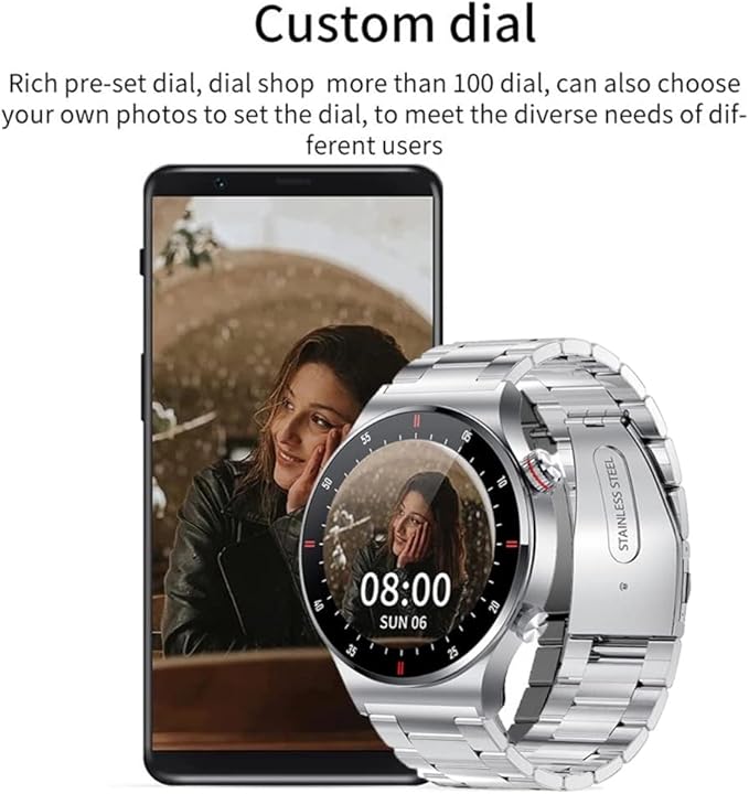 FILIEKEU Bluetooth Calls Smart Watch Men Women Heart Rate Sleep Monitor Steps IP67 Waterproof Sport Fitness Tracker 1.3''Touch Screen Fasion Black Stainless Steel Smart Watches for Android iOS
