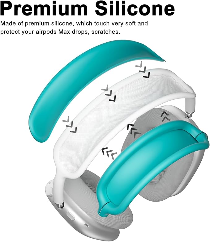 ATUAT for AirPods Max Headphones Case, Protective Silicone Case Cover Skin Accessories Anti-Scratch for Women Men for Apple AirPods Max 2024/2020 (USB-C/Lightning), Teal