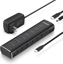 Rosonway 7 Ports Powered USB 3.2/USB C Hub 10Gbps with 4 USB-C 3.2, 3 USB-A 3.2 Ports, 3.3ft Cable and 36W(12V/3A) Power Adapter, Aluminum USB Splitter for Laptop, RSH-H7C4 - Image 1
