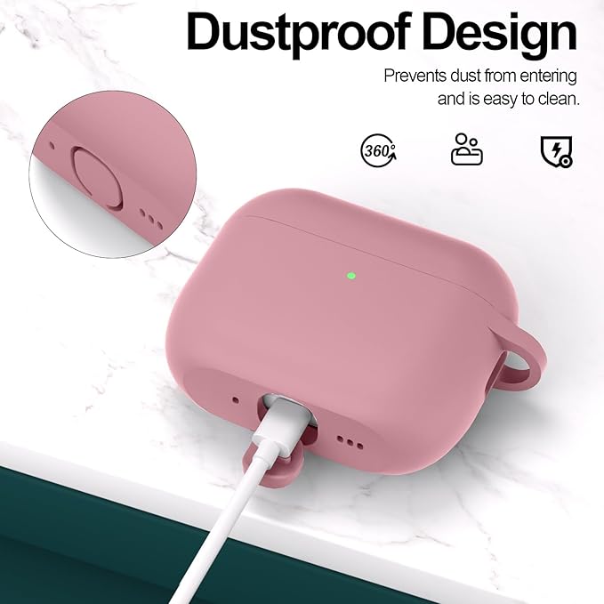 ATUAT for AirPods Pro 3 Case Cover with Cleaner, Protective Soft Silicone Skin with Keychain for Women Men for Apple AirPods Pro 3rd Generation Case(2025), Front LED Visible, Bean Pink