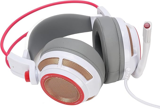 USB Gaming Headset, 7.1 Surround Sound Multi Channel Computer Headphones with Microphone, Mic, Adaptive Double Headband, LED Light Headphone for Gaming, Laptop, Call Center