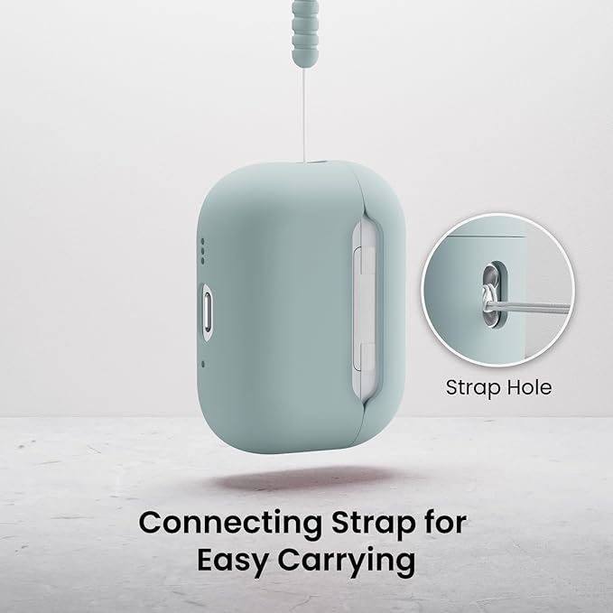 ORNARTO Compatible with AirPods Pro 3 Case 2025, Full Protective Hybrid Silicone for AirPods Pro 3rd Generation Case, Front LED Visible Skin Cover-Mint Green