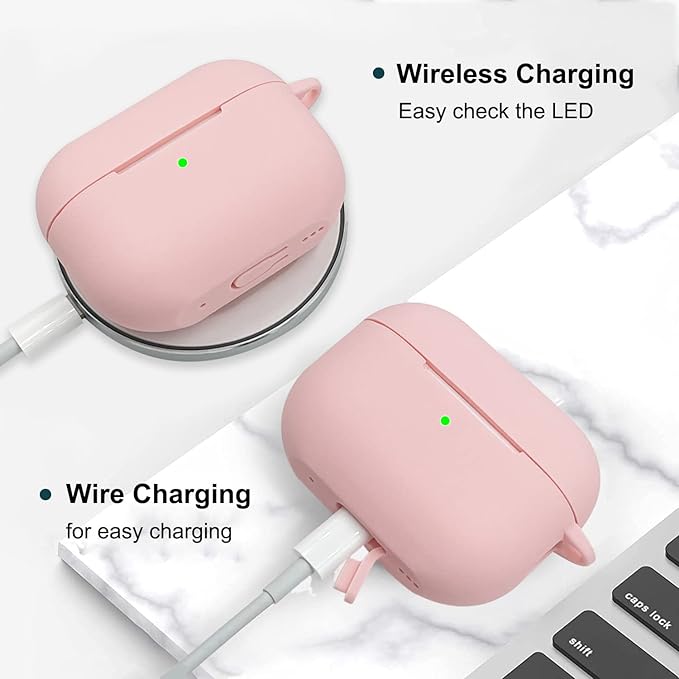 Compatible with Airpods Pro 2nd Generation Case Cover 2022, Soft Silicone Protective Cover with Bracelet Keychain for Apple Airpods Pro 2 Case for Women (Pink)