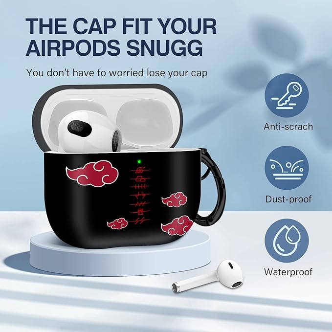 Maxjoy for Airpods 3rd Generation Case, Anime Cartoon Cute Design Series Apple Airpod 3 Cover for for Airpods 3rd Generation 2021, Wireless for Airpods 3 Cases for Men Women, Anime Red Cloud Lanyard
