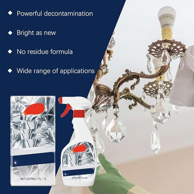 Chandelier Cleaner Drip Dry Spray, Chandelier Cleaner Drip Dry Spray No Wipe, Spray Away Dust Remover, Crystal,Figurine, Crystal Cleaner, Streak-Free Shine on Crystal (1pcs)