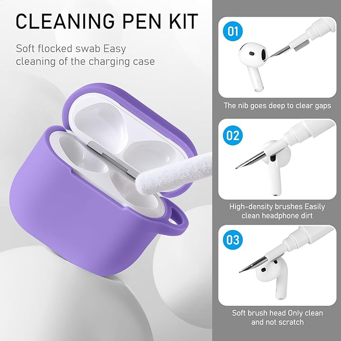 Maxjoy for Apple Airpods 4th Generation Case Cover(2024), Silicone Case with Cleaner Kit & Keychain Compatible Compatible with Airpods 4 case for Women,Men(Violet)