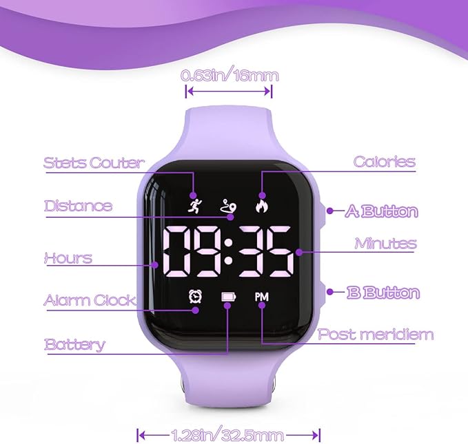 LED Kids Multifunction Steps Counting Watch, Digital Watch, Non-Bluetooth Pedometer Watch, Stopwatch, Alarm Clock, Calories for Women Children Girls Boys