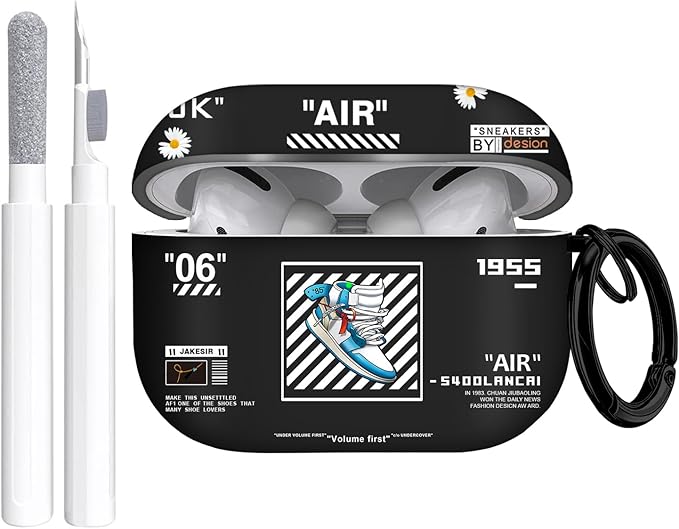 for Airpods Pro Case, Cute Cool Blue Shoes Pattern TPU Soft Cases for Airpods Pro Case 1st Gen, Shockproof for Airpods Pro 2019 Case Men Women with Cleaner Kit & Keychain