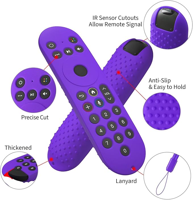 Hi Color Silicone Cover for XR100 Xfinity Xumo Stream Box Remote Cover Xumo Streaming Box Remote Case Shockproof Anti-Slip Silicone Sleeve with Lanyard (Purple)