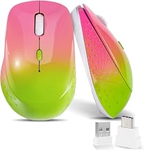 Wireless Mouse,USB-C & USB-A Dual Receiver Silent Rechargeable Mouse,Ergonomic Portable Optical Mouse for MacBook, iPad, Tablet, Laptop, PC–Gradient Pink Green - Image 1