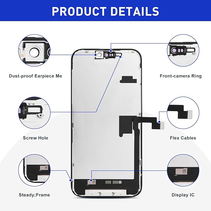 for iPhone 16promax Screen Replacement Kit Full Assembly with True Tone, iPhone 16pro max LCD Display Digitizer Screen with 3D Touch Digitizer and Repair Tools Kit-Model A3296, A3084, A3295, A3297
