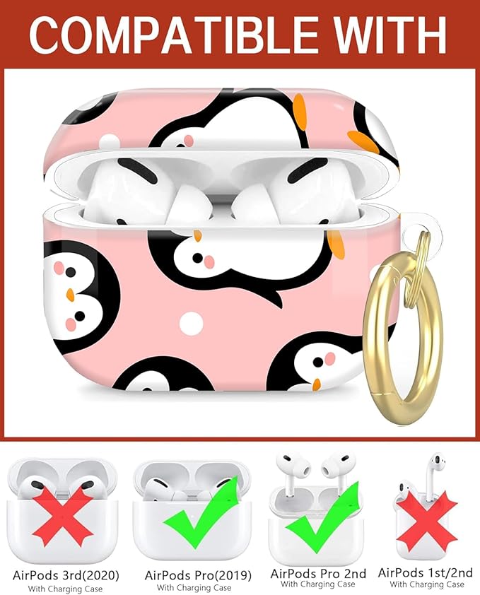Compatible with Airpod Pro 2nd/1st Generation,Full Protection Cover for Women,Accessories Hard Case Portable & Shockproof for Airpod Pro 2nd Charging Case 2023/2022/2019(Cute Penguin)