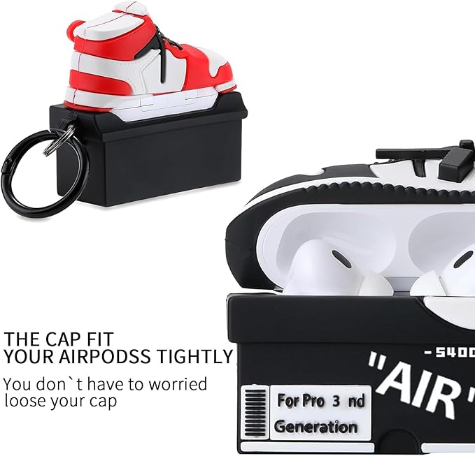 [2Pac] Compatible Airpods Pro 3 Case (2025),3D Cute Cartoon Shoe Box Soft Silicone Protective Cases for Apple AirPods Pro 3rd Generation Case,Airpod Pro 3 Cover with Keychain for Women Men,Red+Black