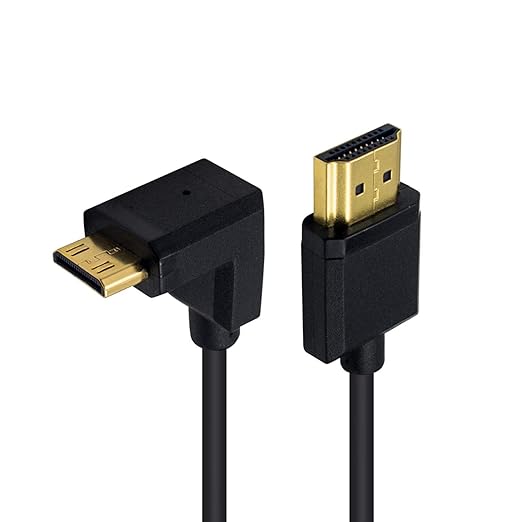 Duttek 90 Degree HDMI to Mini HDMI Coiled Cable 1FT-4FT, Ultra-Thin UP Angled HDMI Male to Mini HDMI Male Coiled Cable Support 4K Ultra HD, 1080p, 3D
