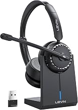 LEVN Wireless Headset, Wireless Headset with Mic for Work, AI Noise Cancelling, 65 Hrs Working Time, Bluetooth Headphones with Microphone from Computer/Call Center/Teams - Image 1
