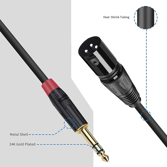 (2PACK/ 100 FT) XLR to 1/4 TRS Stereo Adapter, 6.35mm Dual Channel to 3-pin Male, XLR to 1/4 Balanced Microphone Stereo Audio Converter AdapterCable
